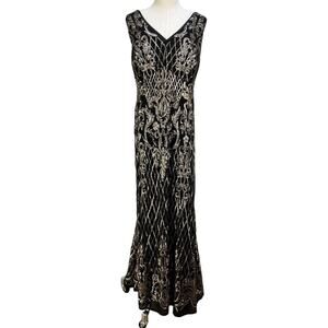 R & M Richards Sequin Embellished Dress Black Gown